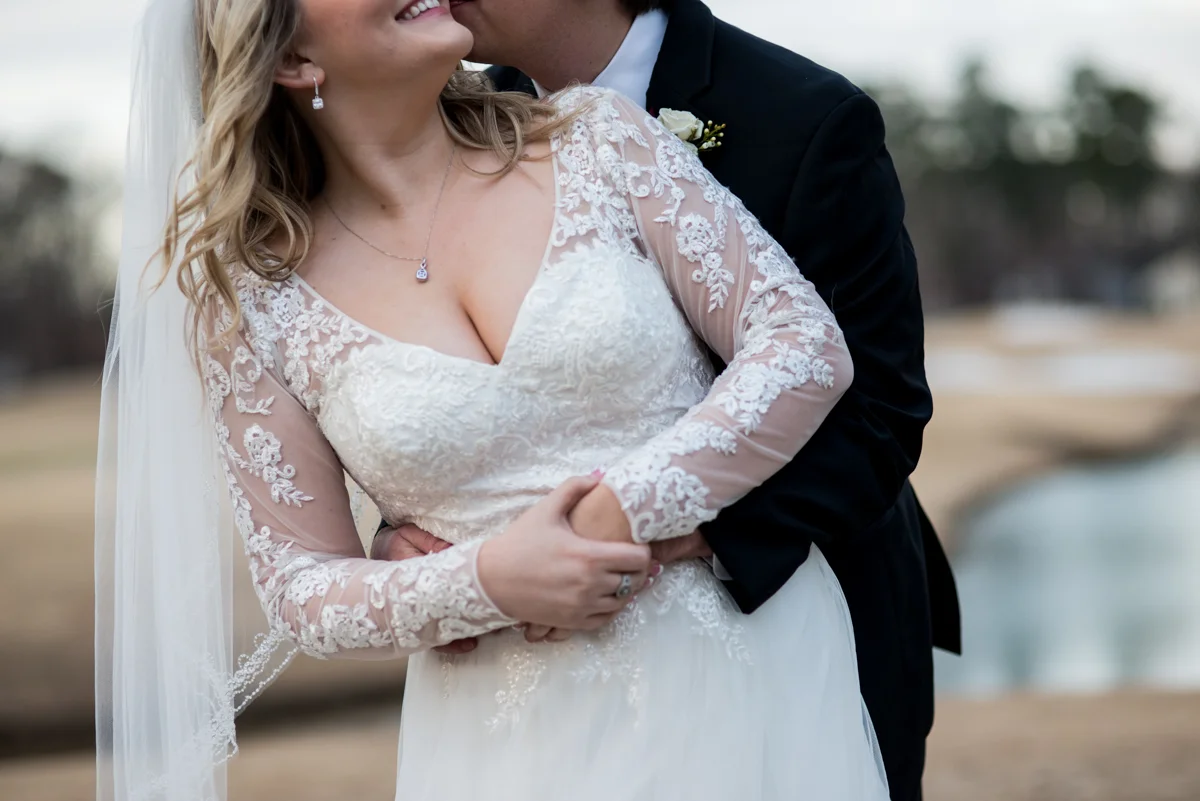 Burgundy and Blush Winter Wedding | Bride and groom portraits