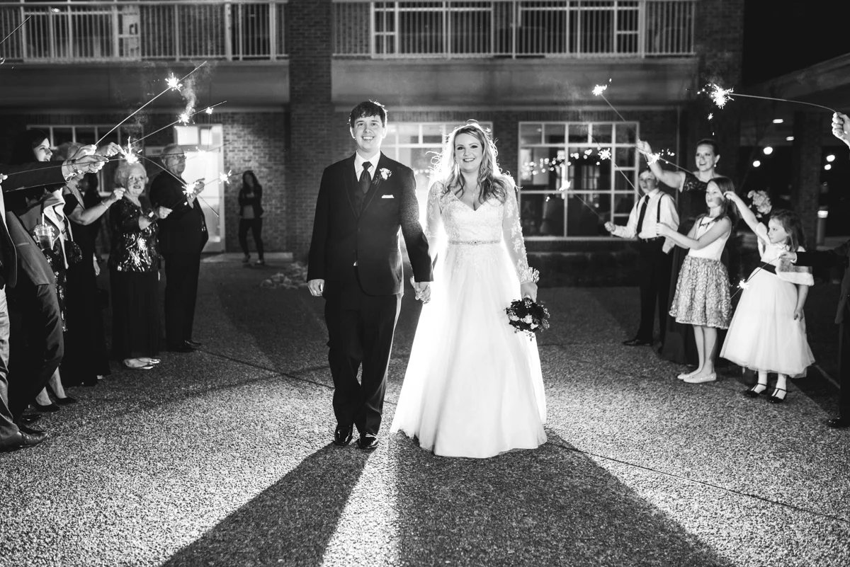 Burgundy and Blush Winter Wedding | Wedding sparkler exit