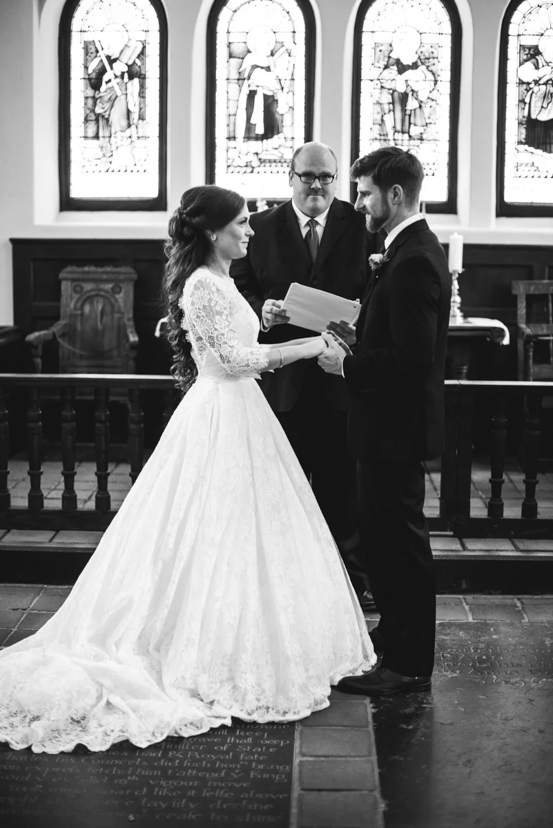 Elegant and Intimate Winery Wedding | Bride and groom at altar