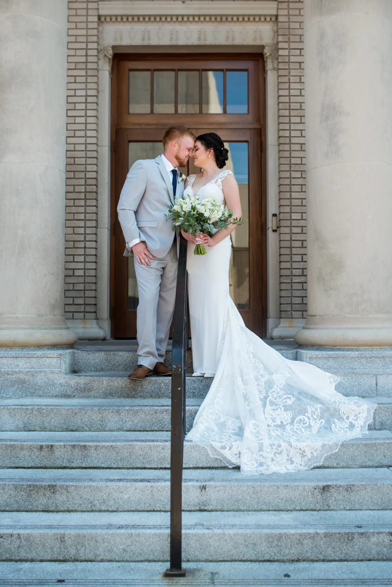 Minimalist White and Green Summer Wedding | Bride and Groom Portraits