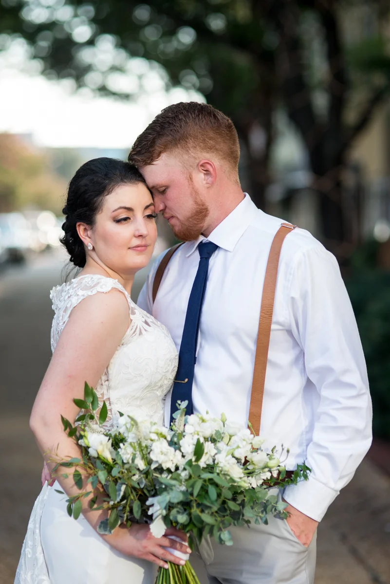Minimalist White and Green Summer Wedding | Bride and Groom Sunset Portraits