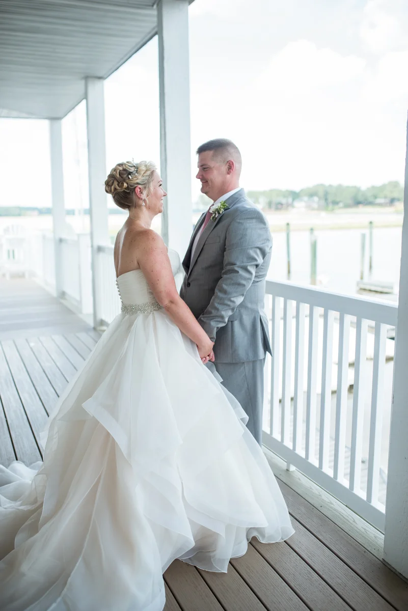 Elegant Summer Wedding in Smithfield, Virginia | Bride and groom first look portraits