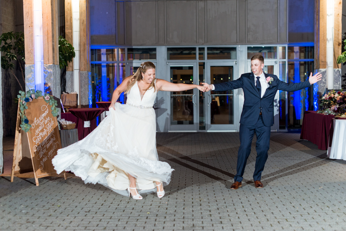 Bright Fall DIY Wedding | Bride and groom grand entrance