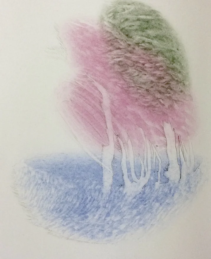 sketch after visiting the Oregon Coast #2 (pastel, graphite on paper, 9 x 12 inches, Dec. 2015)