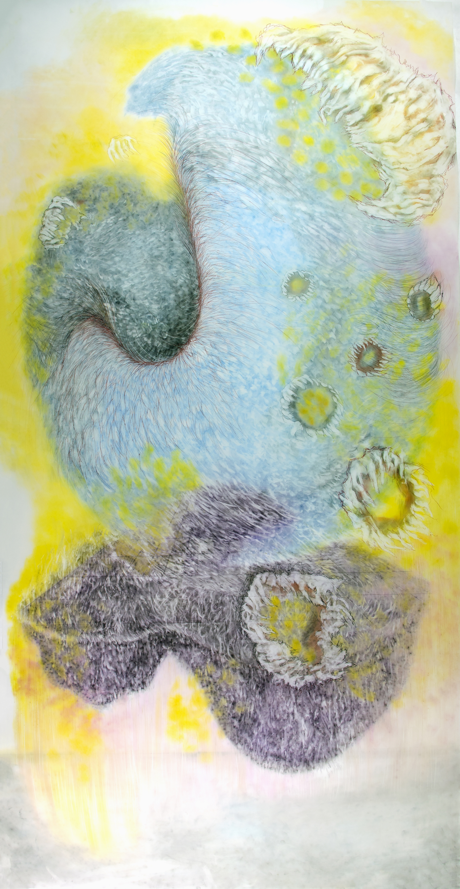 OBSERVED AND RECORDED PERMUTATION OF THE HOLY SPIRIT XV PASTEL ERASING ON DURA-LAR 40 IN. X 79 IN. unframed price $4,000