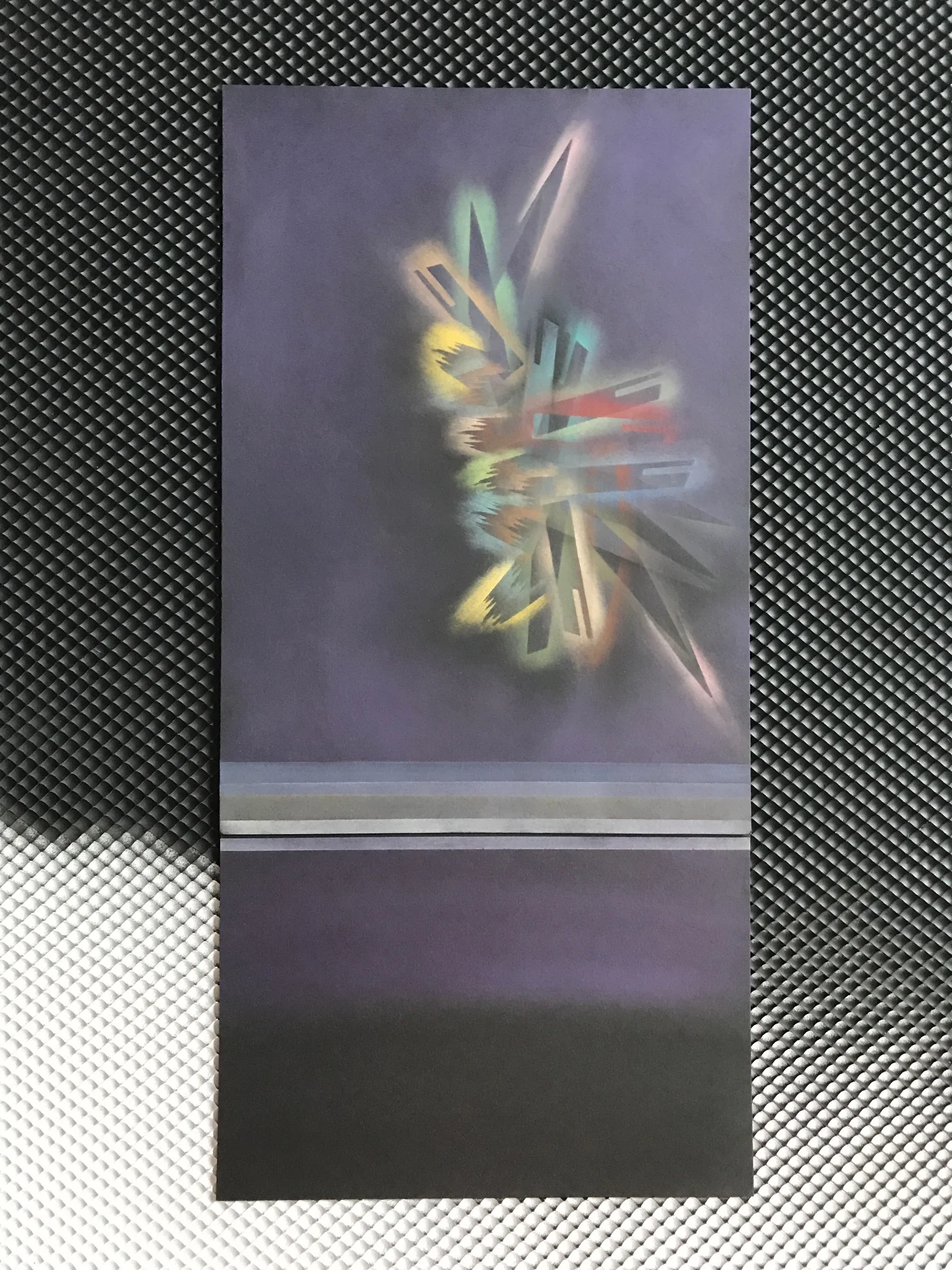 OBSERVED AND RECORdED PERMUTATION OF THE HOLY SPIRIT EL VIENTO NO. 4, PASTEL ON CARDSTOCK 17.25 IN. X 8.25 IN. price $800 background not included. piece can be framed or mounted to a wooden ramp. photograph available upon request