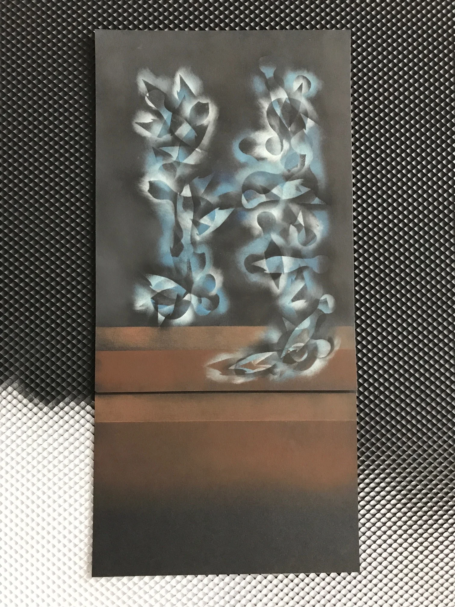 OBSERVED AND RECORdED PERMUTATION OF THE HOLY SPIRIT EL VIENTO NO. 16, PASTEL ON CARDSTOCK 17.25 IN. X 8.25 IN. price $800 background not included. piece can be framed or mounted to a wooden ramp. photograph available upon request