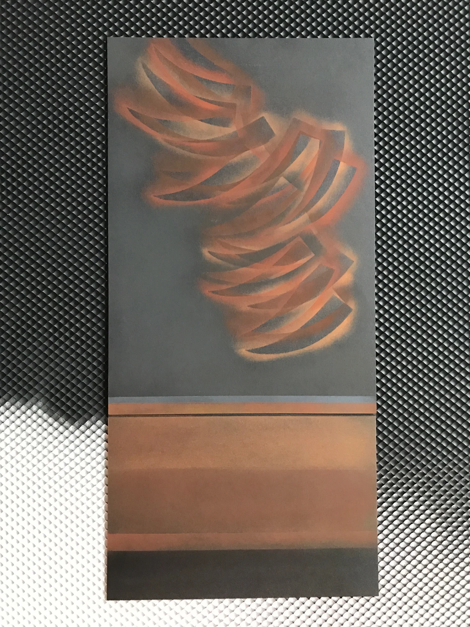 OBSERVED AND RECORdED PERMUTATION OF THE HOLY SPIRIT EL VIENTO NO. 21, PASTEL ON CARDSTOCK 17.25 IN. X 8.25 IN. price $800 background not included. piece can be framed or mounted to a wooden ramp. photograph available upon request