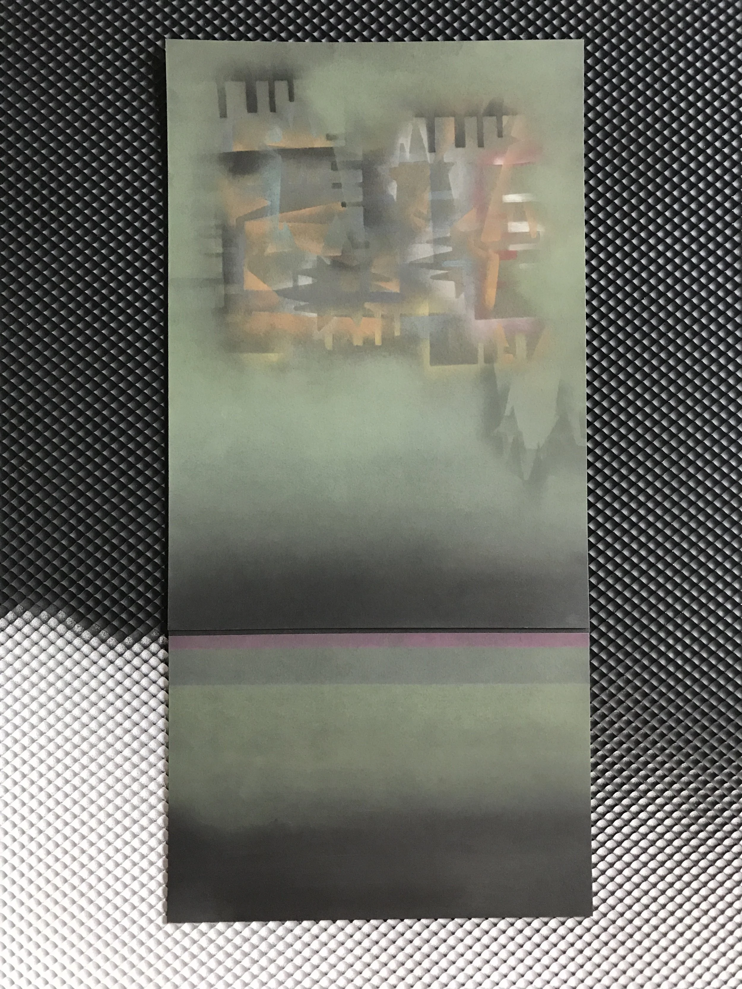 OBSERVED AND RECORdED PERMUTATION OF THE HOLY SPIRIT EL VIENTO NO. 26, PASTEL ON CARDSTOCK 17.25 IN. X 8.25 IN. price $800 background not included. piece can be framed or mounted to a wooden ramp. photograph available upon request