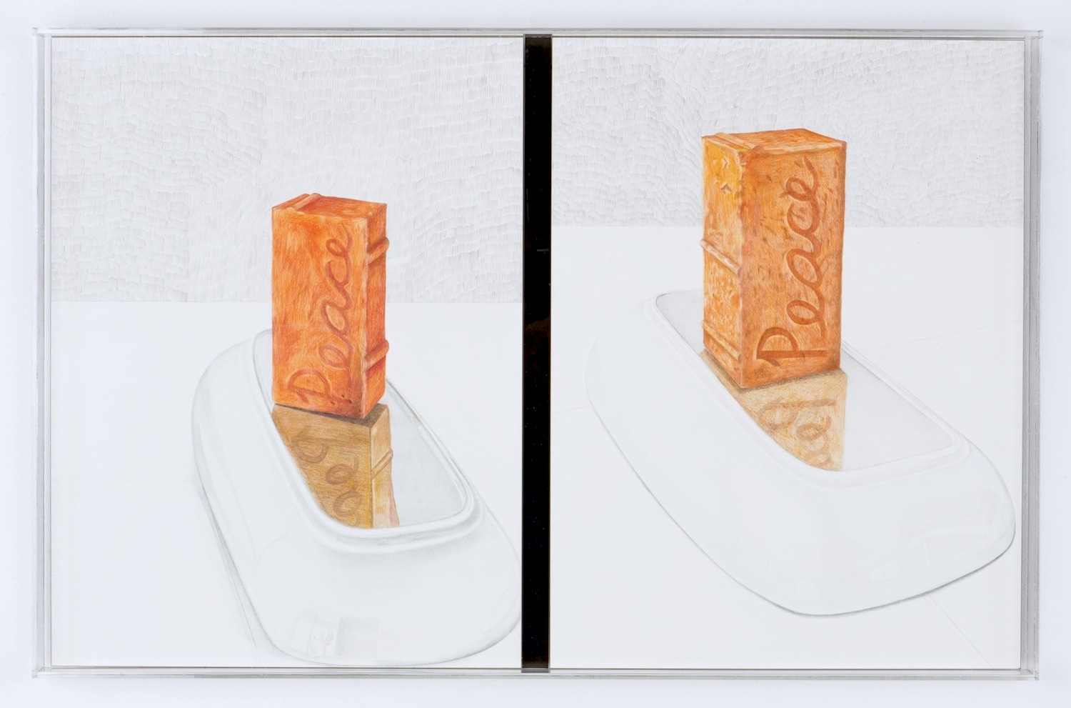 CONVERSION: PORTRAIT OF YELLEHS . SHELLEY PRISMACOLOR PENCIL, GRAPHITE ON CLAYBOARD IN PLEXIGLASS FRAME 26 IN. X 48 IN. price $1,500