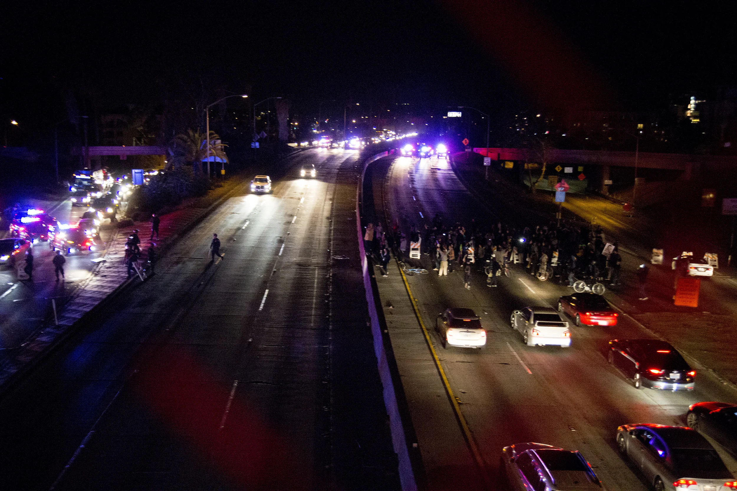 Protesters on the 101, Los Angeles.