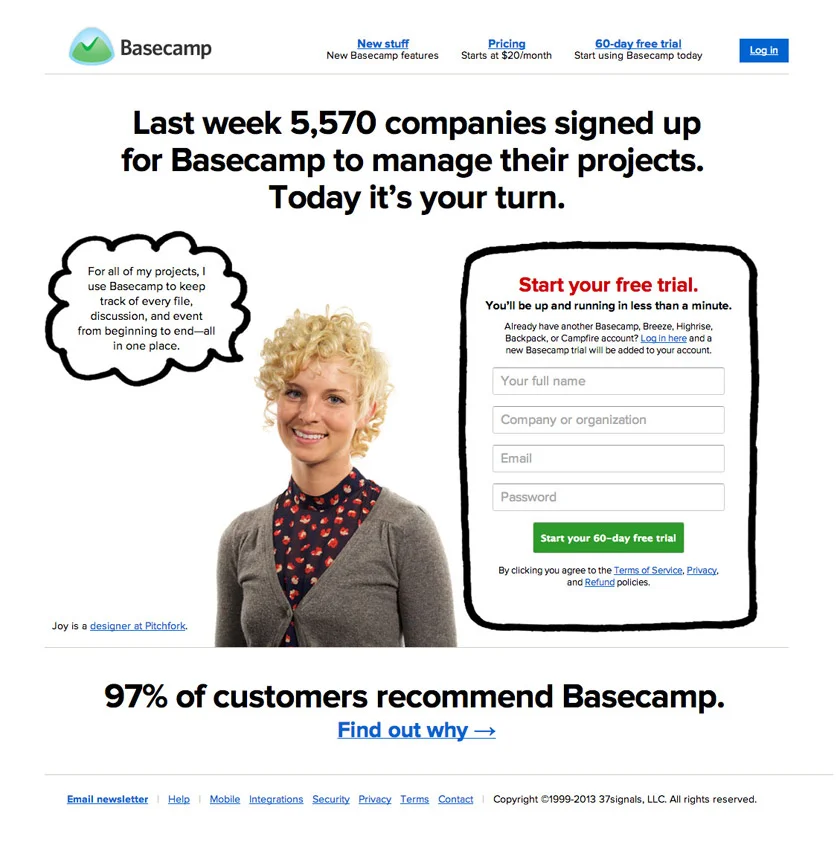 Basecamp Landing Page