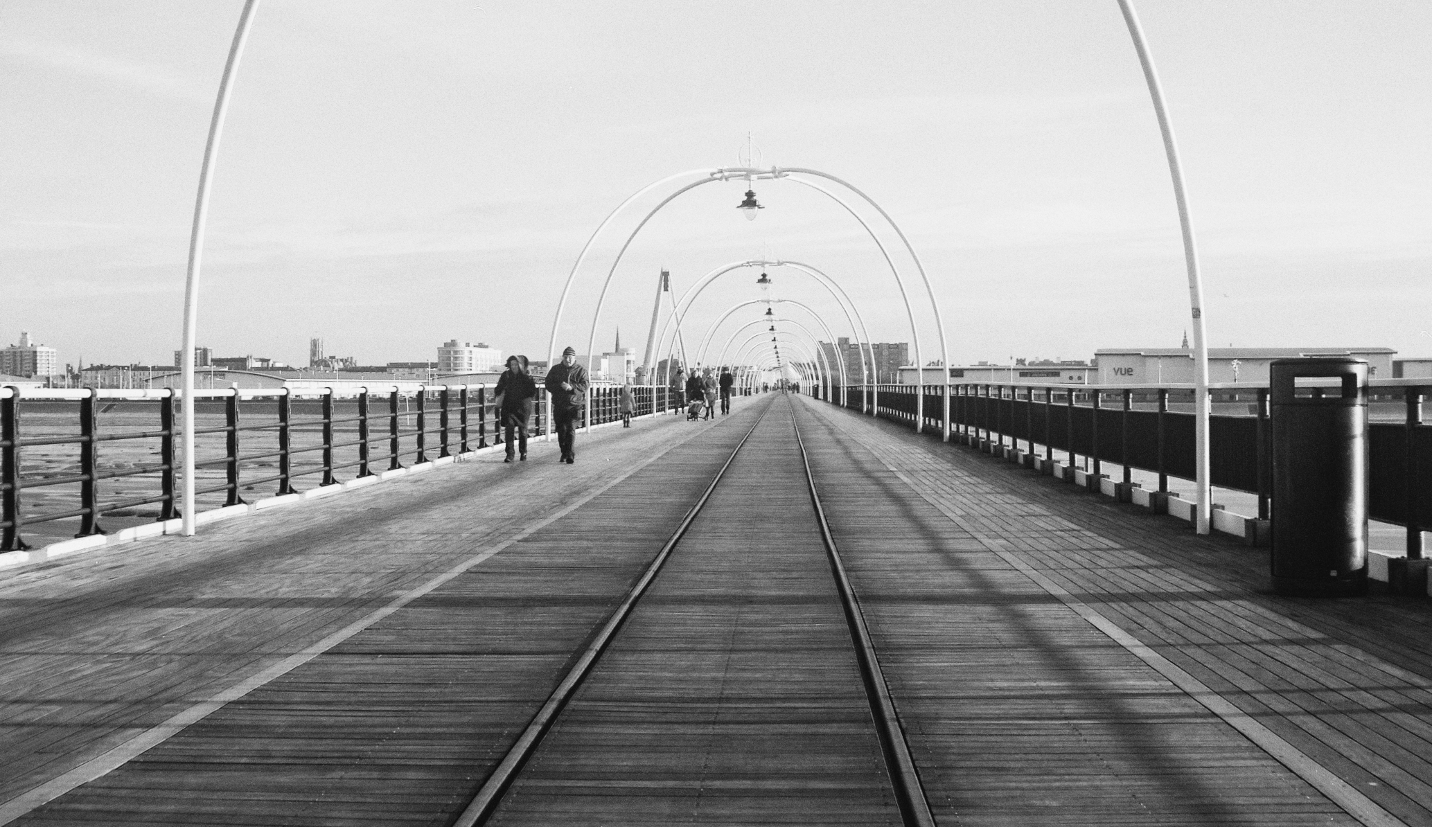 Southport Pier taken in 2013 with a Contessa-Nettel "Cocarette" circa 1920. Converted to black and white.