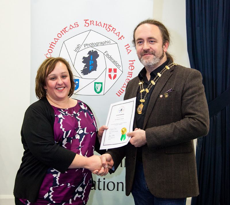 IPF President Michael O'Sullivan pictured presenting LIPF distinction to Julie McGovern-Peoples at Thurles, 28 November 2015.