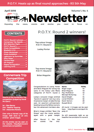 Front page of Edition 4 of the BPIC Newsletter