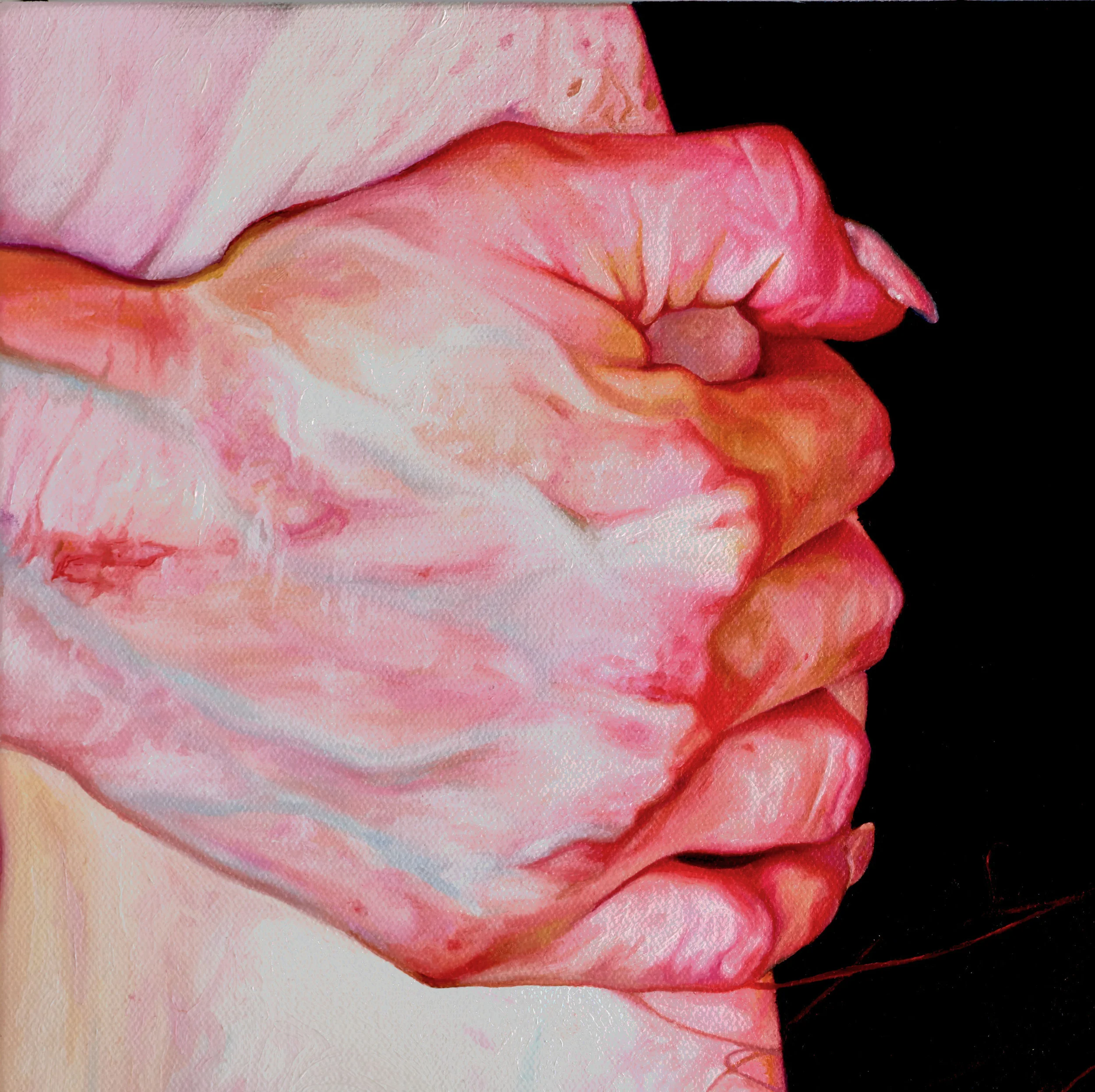 "Crush (detail)," 24"x24" oil on canvas, 2017, Megan Van Groll.