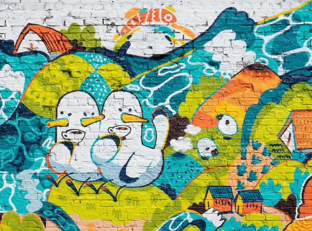 There is some rather nice artwork on the buildings