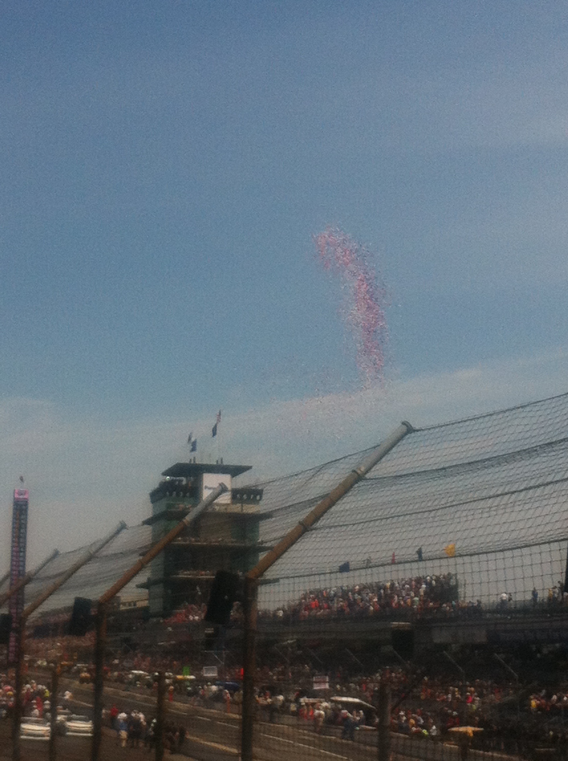 Balloons were let go before the race began.