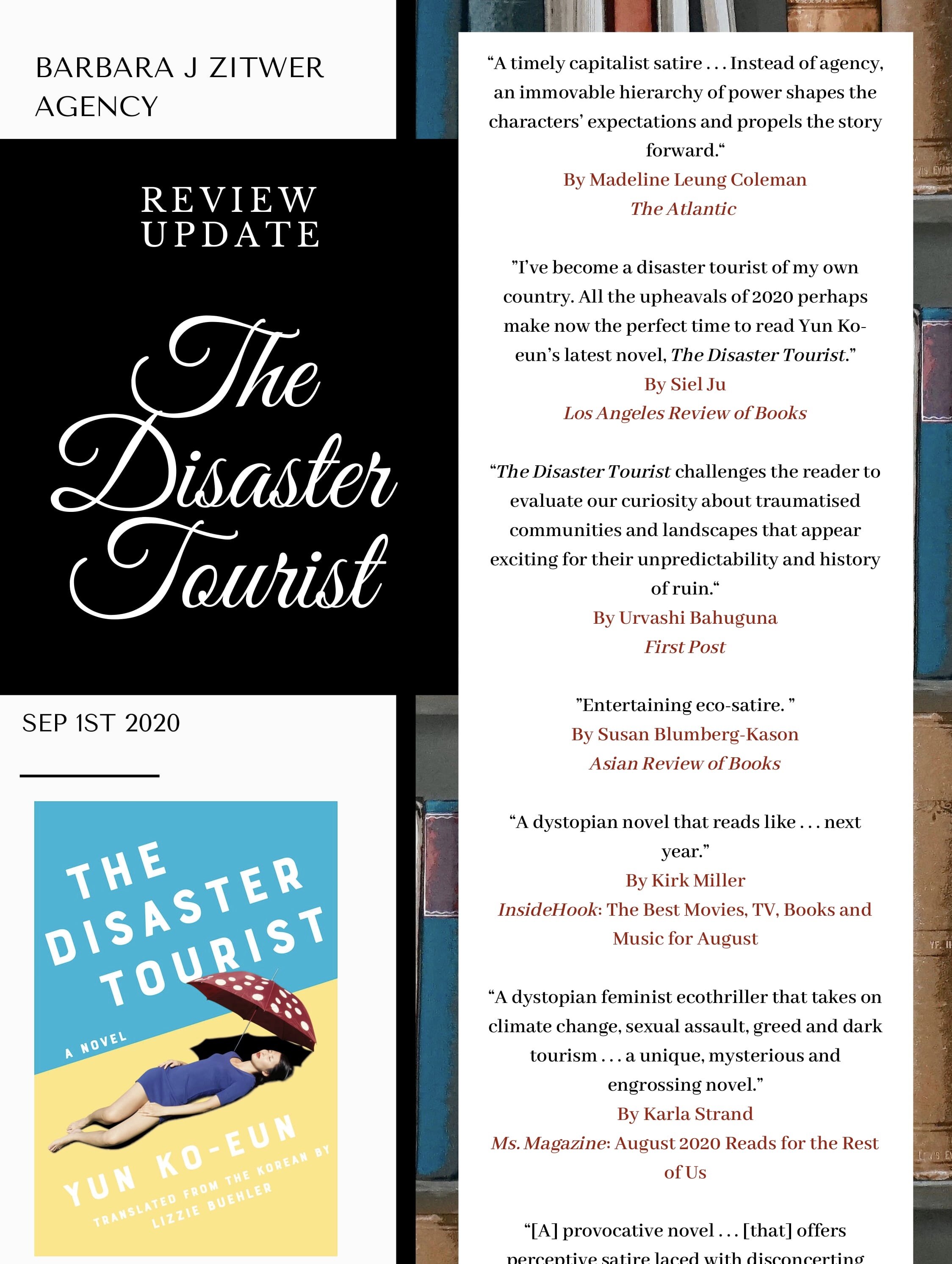 Accolades for The Disaster Tourist as of September 1st 2020