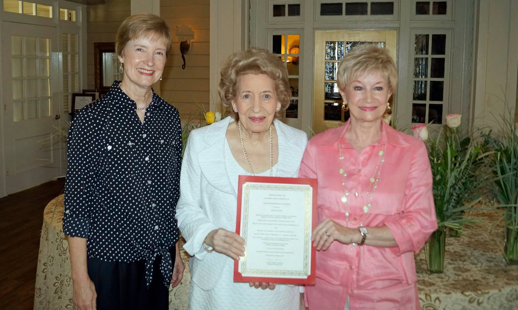Pictured (l to r): Carol Gallagher, Scholarship Chairman; Janet McLaurin; and Charla Jordan, President 2013-2015.