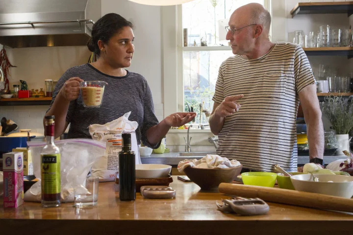 Samin Nasrat and Michael Pollan in a scene from Cooked.