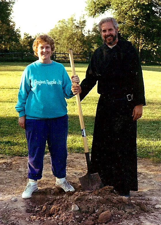 Fr. Dan Homan and Mary Cummings Breaking Ground for New Retreat House