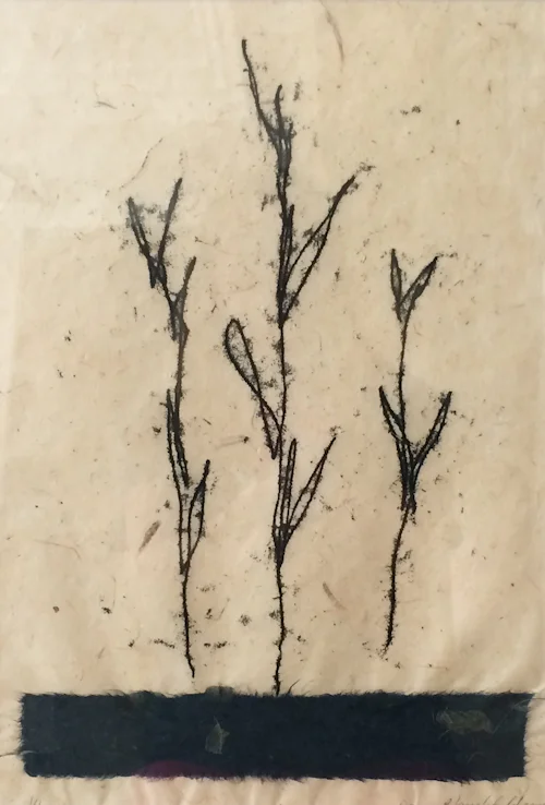  Monotype with chine - collé. 9"x13" on mulberry paper.&nbsp; 