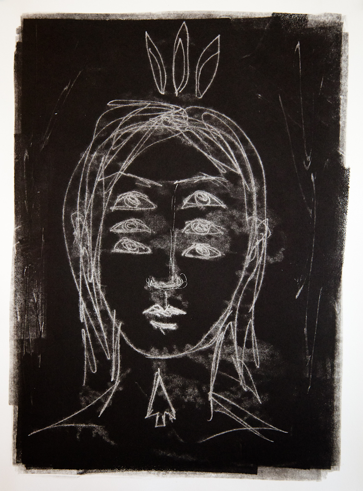  Trace monotype ghost print. Akua ink on BFK Rives paper.&nbsp; 