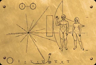 This is the plaque that NASA put on the Pioneer 10 and Pioneer 11 spacecraft in order to communicate the origin of the spacecraft to an alien civilization.
