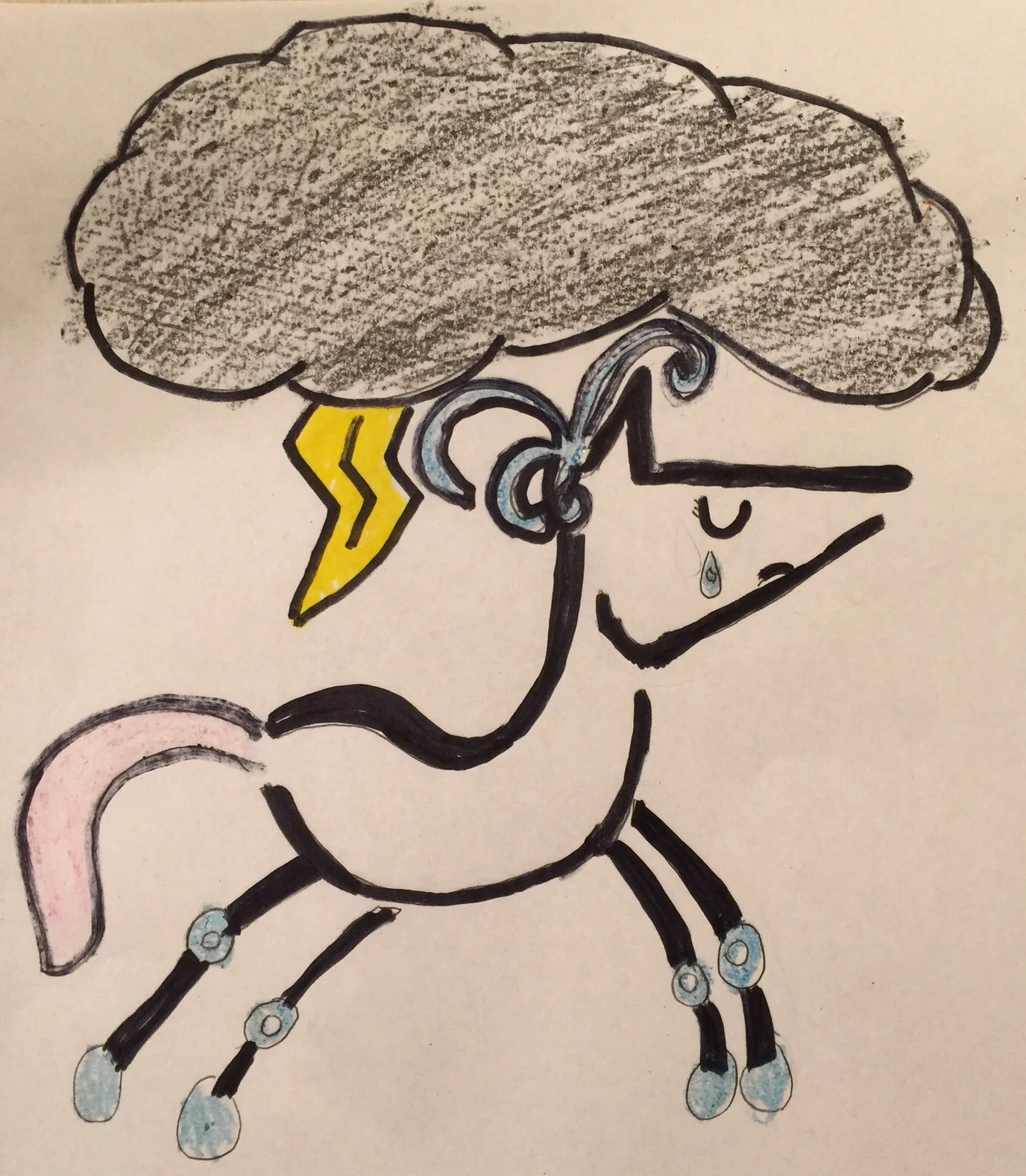 My daughter's drawing of a "sad" version of the Circus Ponies icon
