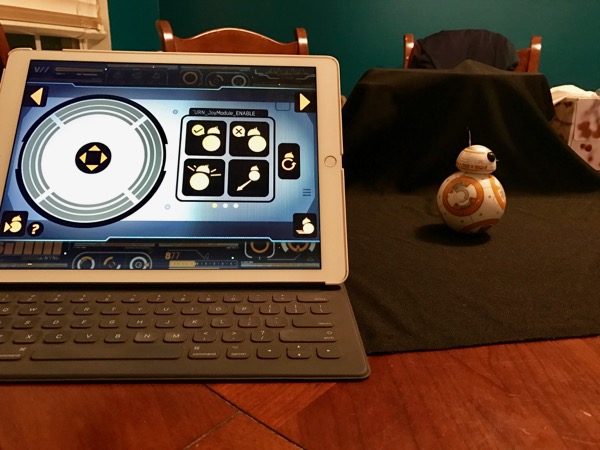 My setup of recording a short video of my BB-8 Sphere in action. My iPad Pro was the controller and my iPhone 7 took the still photo/Live Photo.