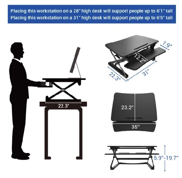 Measure your existing desk space and make sure you get the right size standing desk