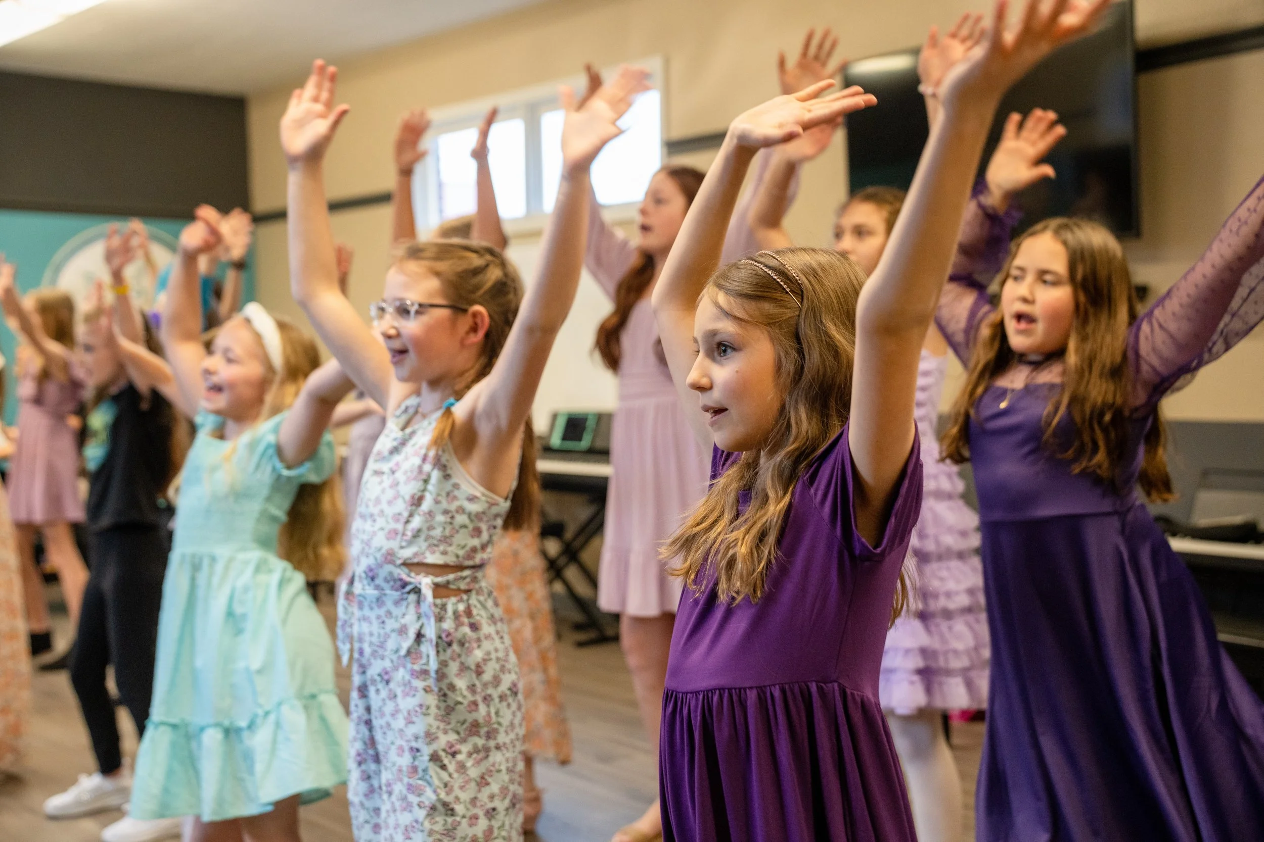 Treble Choir students rehearsing for the 2025 Cabaret at Music Studio of Patricia Keith