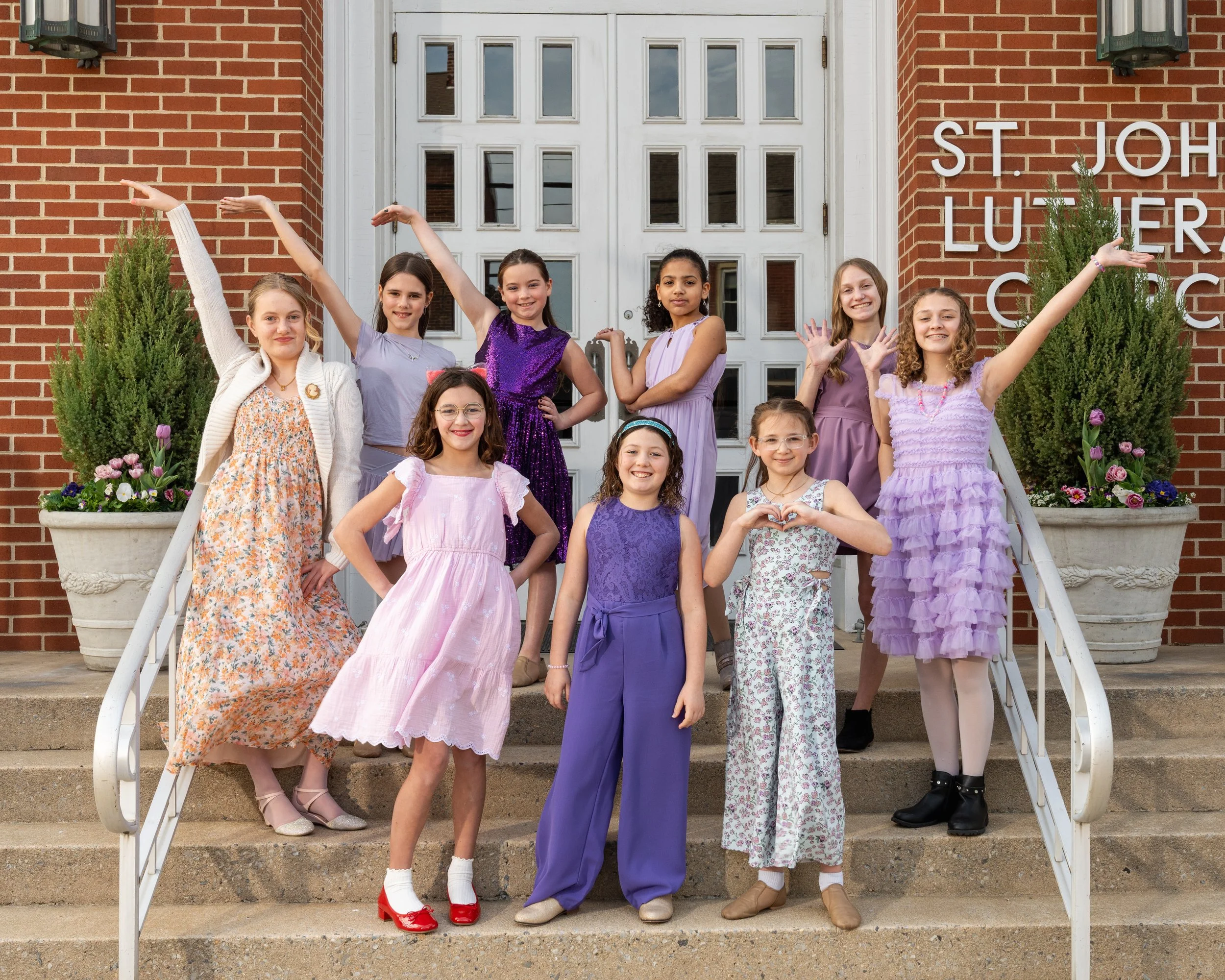 Musical Theatre Ensemble poses outside the studio at our Cabaret rehearsal