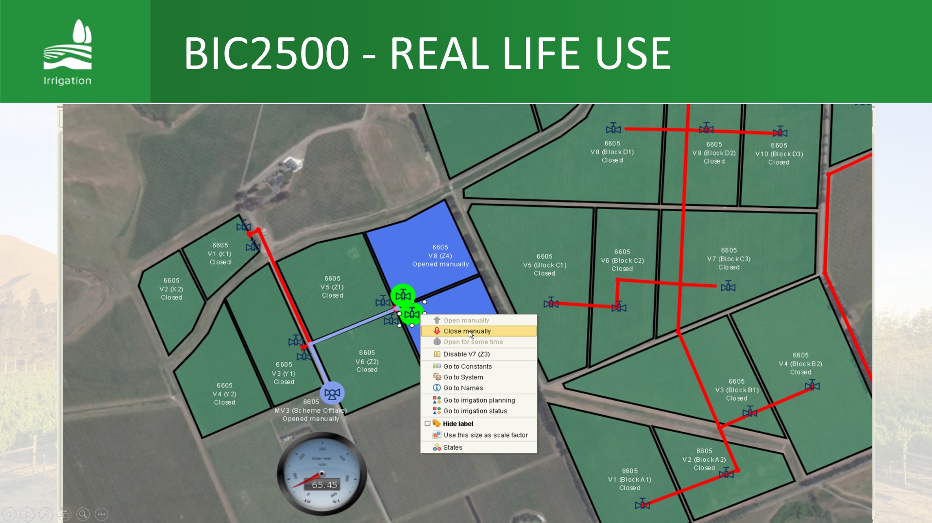 Live map monitoring and control interface