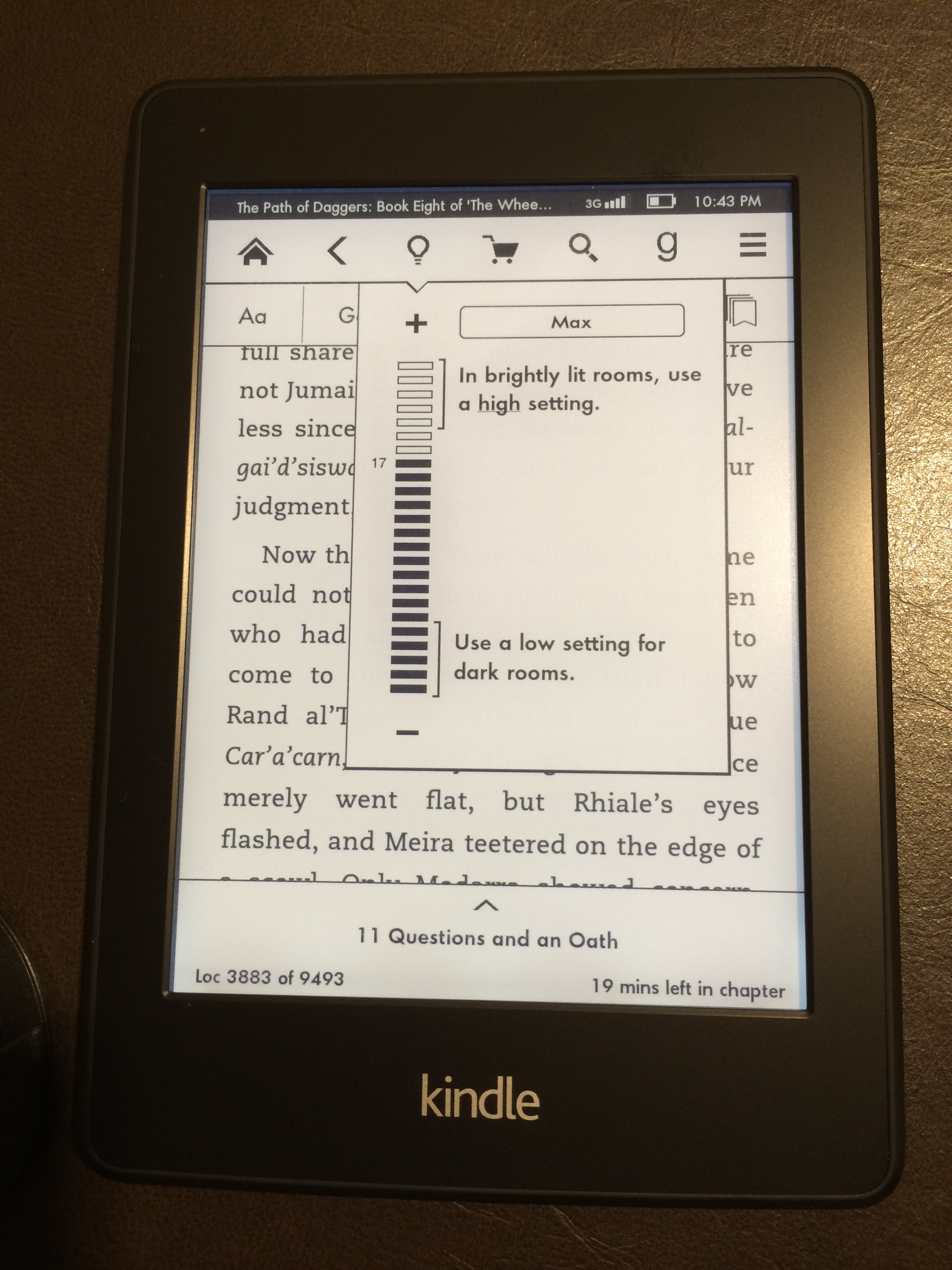 Kindle Paperwhite, brightness control