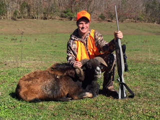 Billy Riddle with beautiful Corsican Ram.