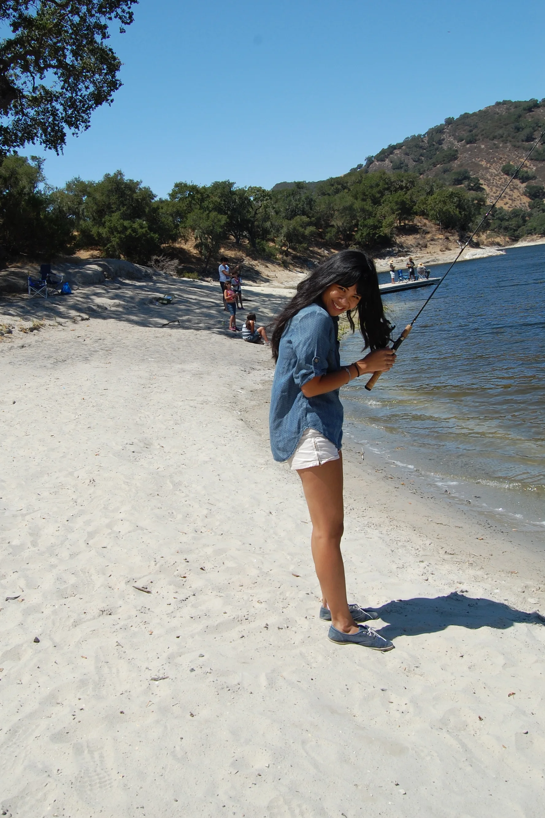 ​Cloth &amp; Stone polka dot denim pullover, American Apparel shorts and denim shoes