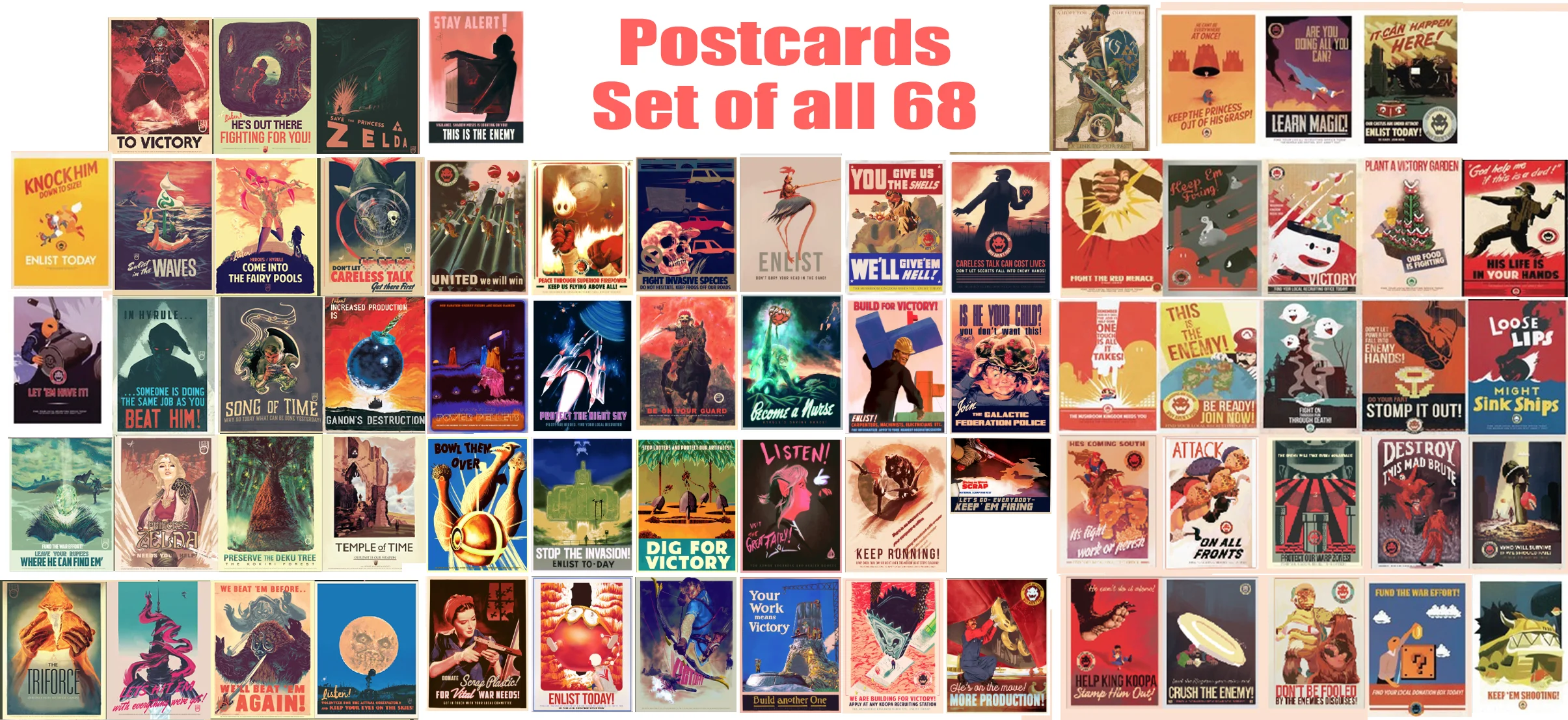 Set of 68 Postcards