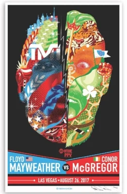 Floyd Mayweather Jr. vs Conor McGregor Boxing Match Fight Poster Screen Print by Tristan Eaton.jpg
