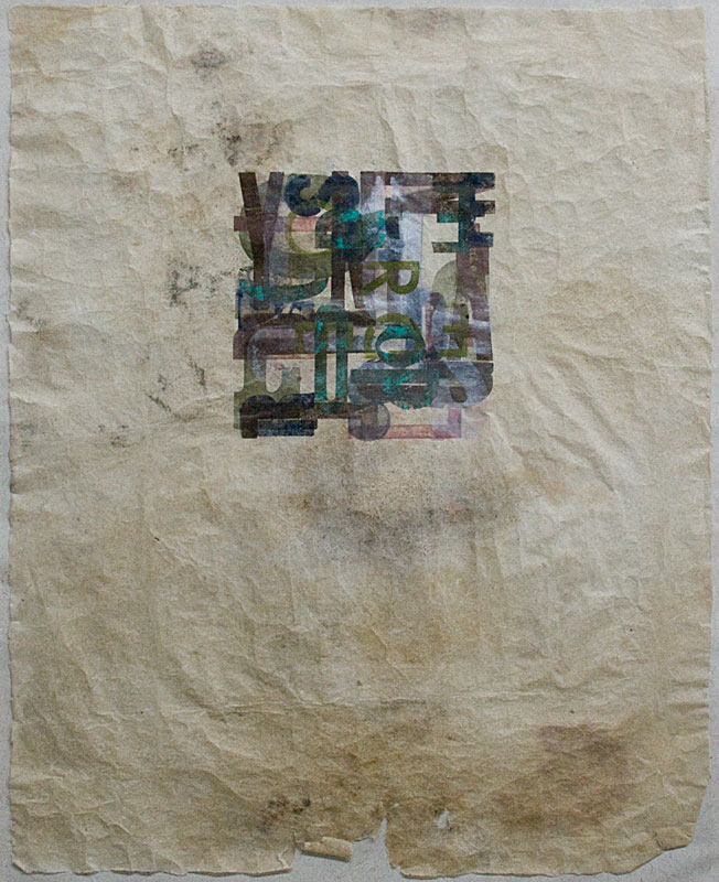 letters of love, monotype wood type, 2009