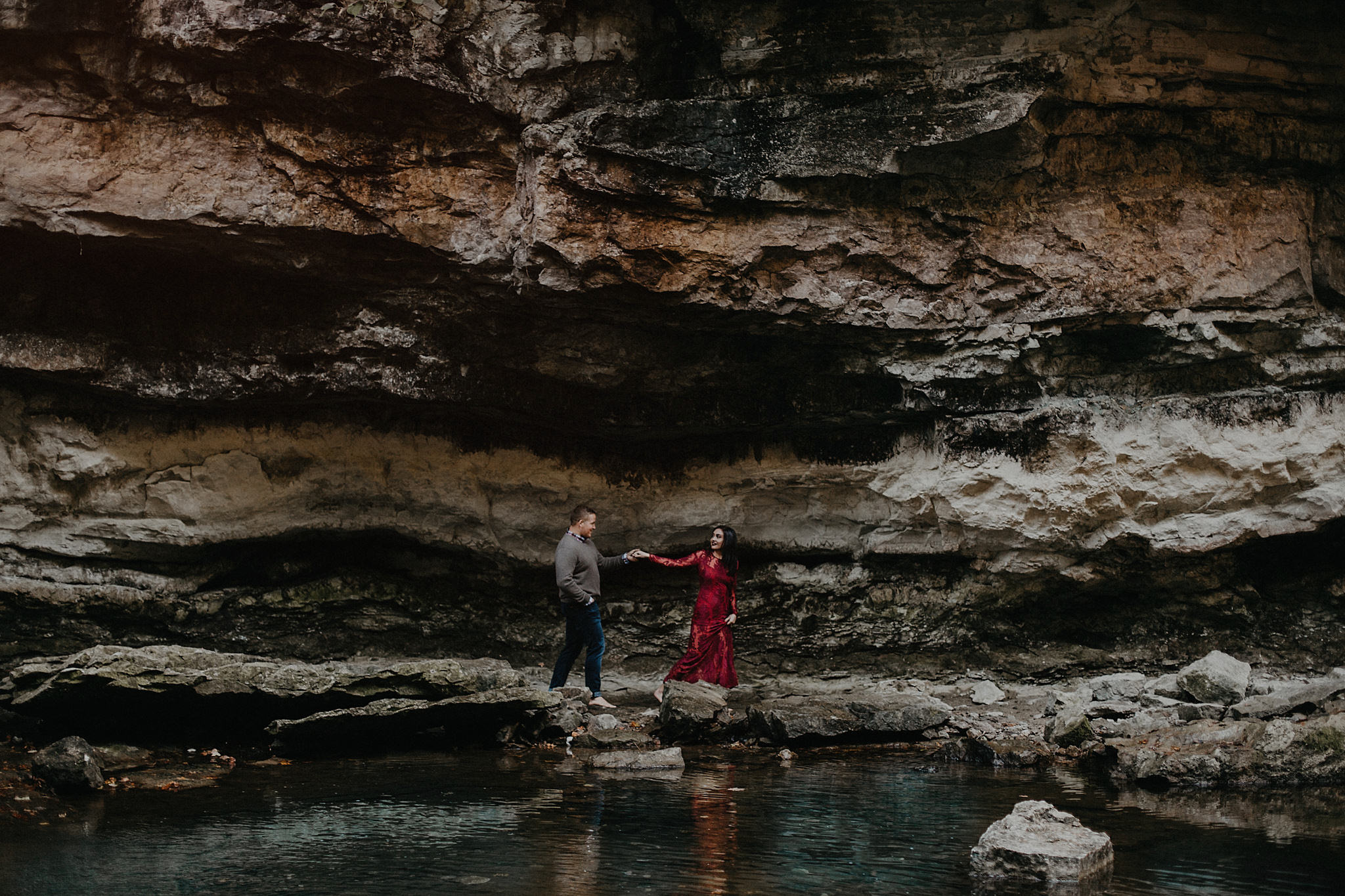 indiana waterfall engagement