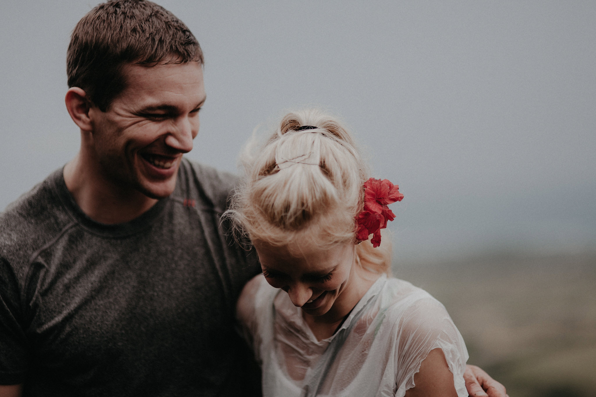 hawaii elopement bride groom laughing photo