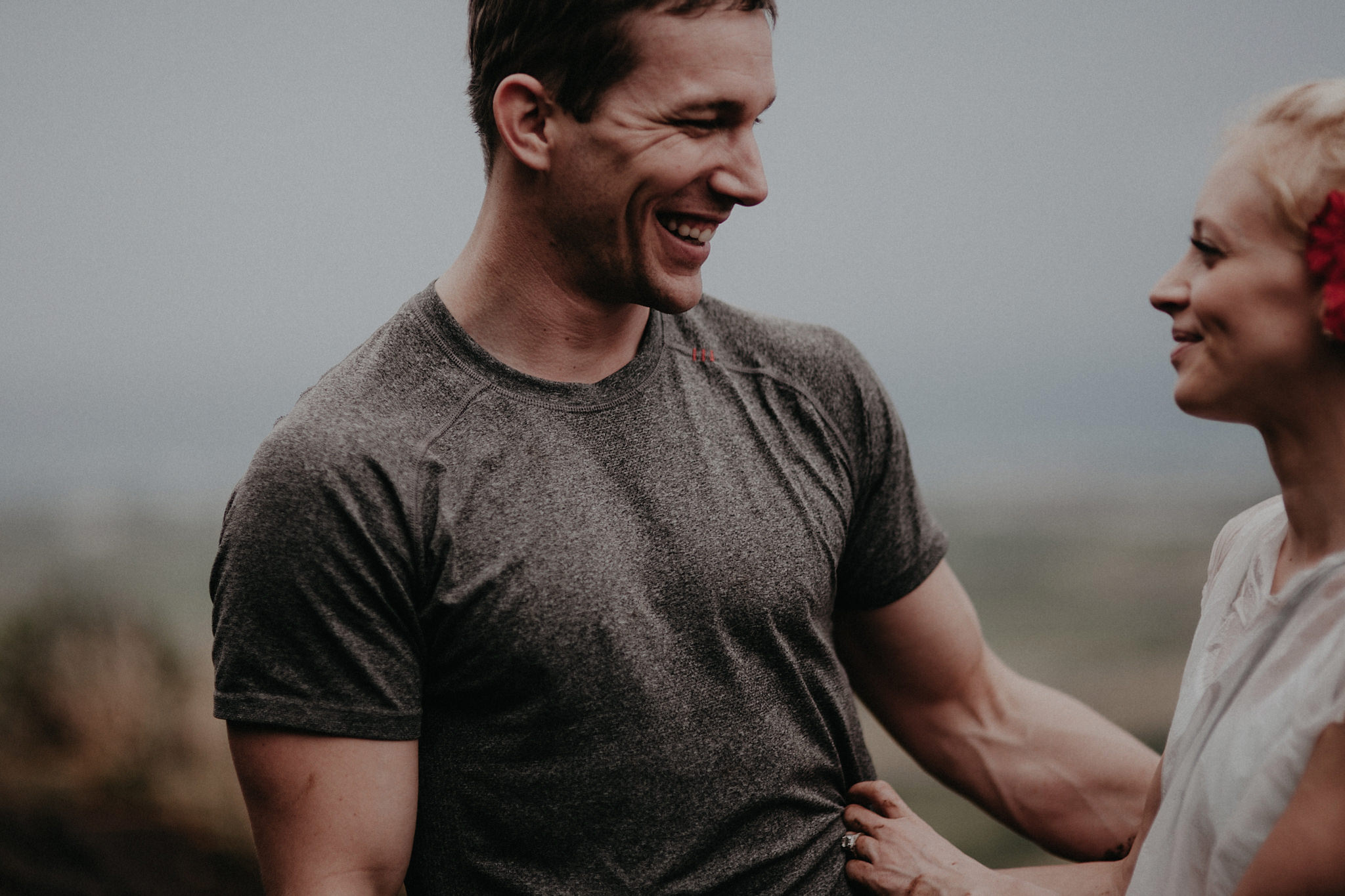 hawaii elopement bride groom laughing photo