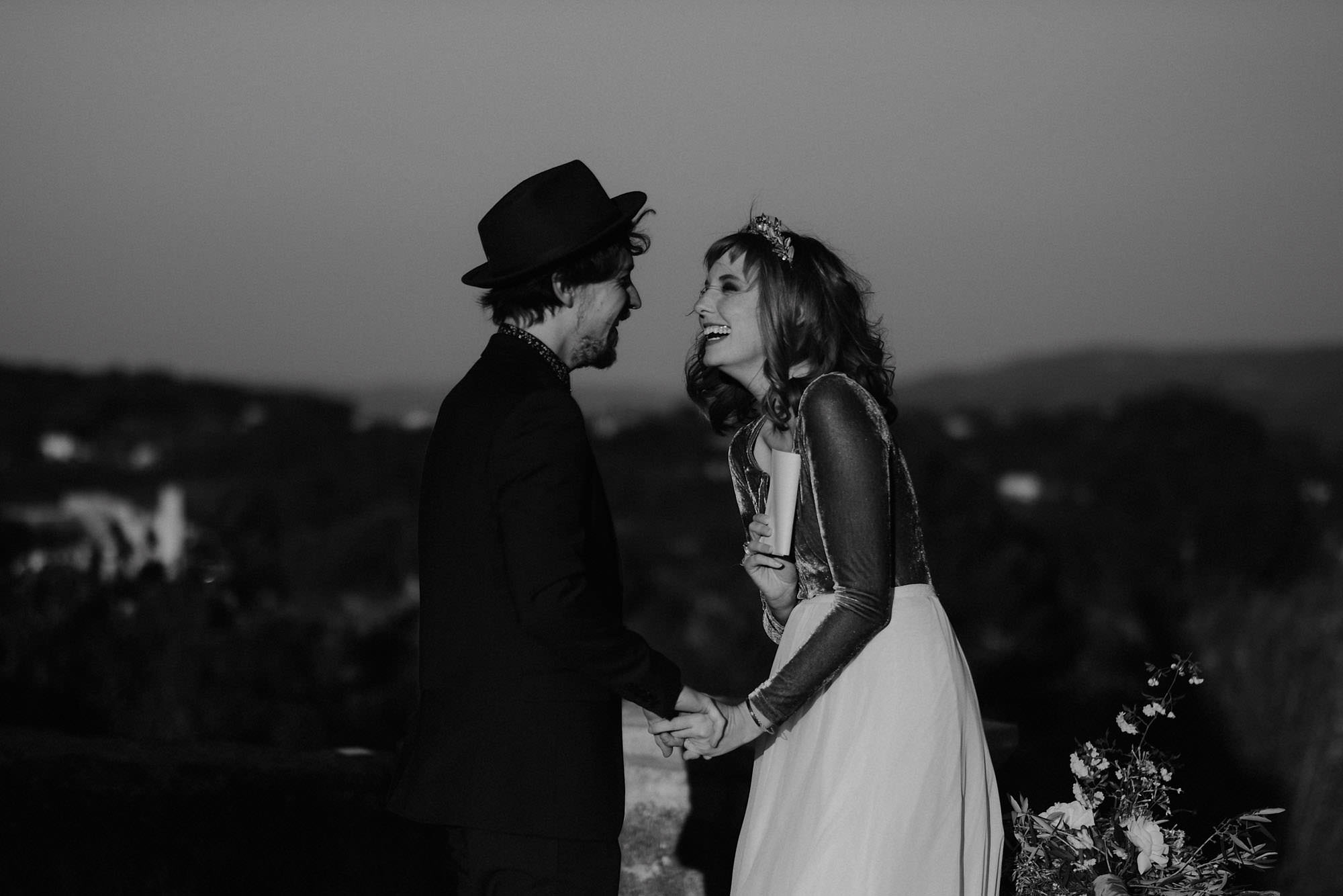 goult provence france elopement vow renewal couple laughing photo
