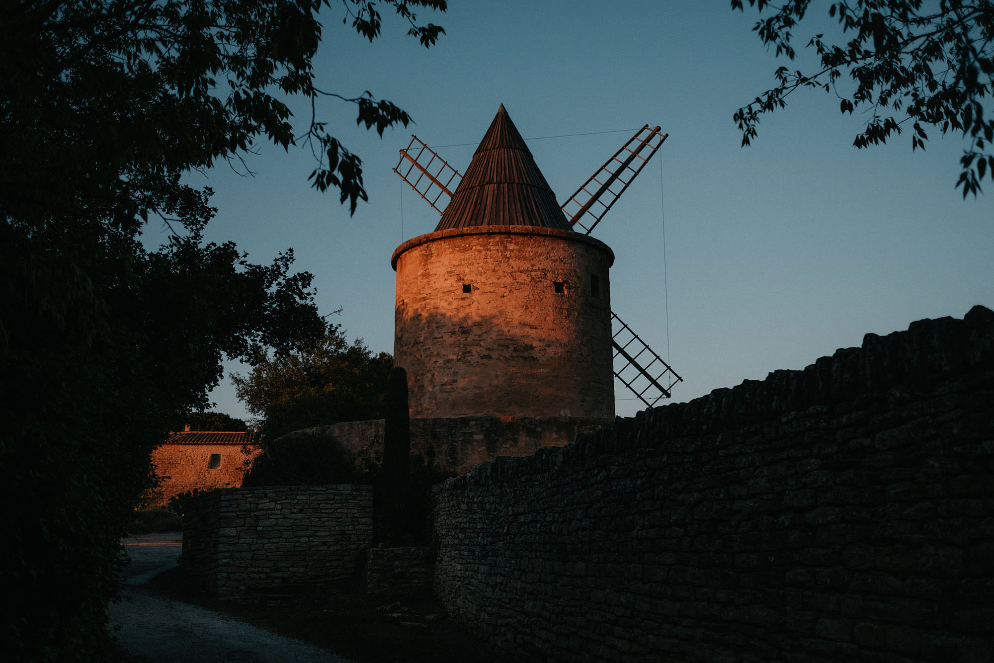 goult provence france windmill sunset photo