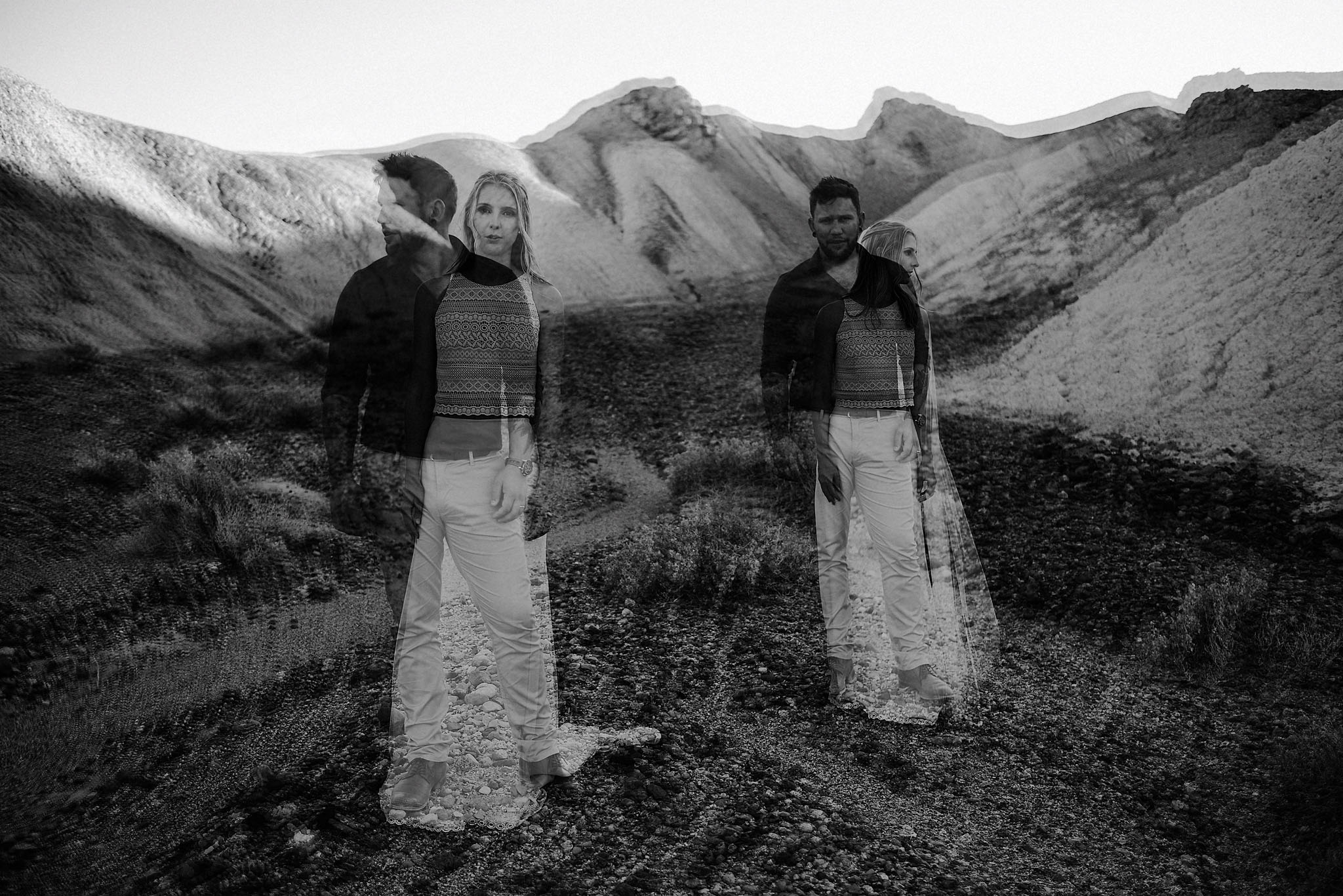 death valley adventure elopement wedding photographer national park couple double exposure