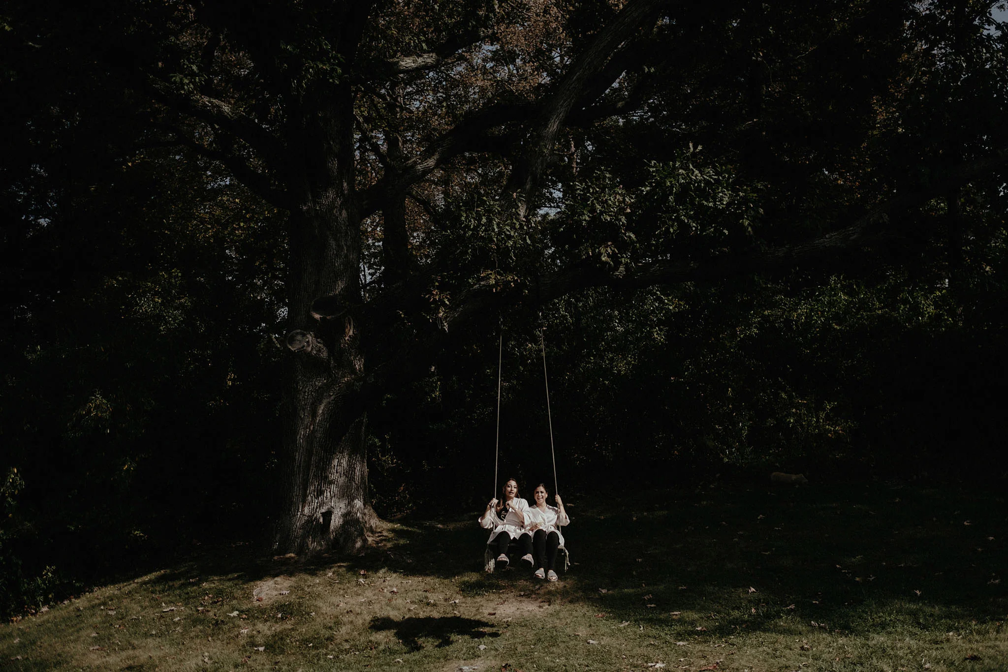 andover new jersey crossed keys estate adventure wedding photographer bridesmaids tree swing