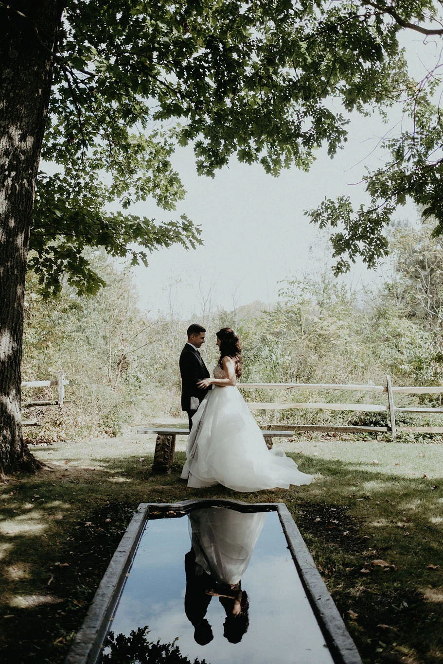 andover new jersey crossed keys estate adventure wedding photographer bride groom first look reflection