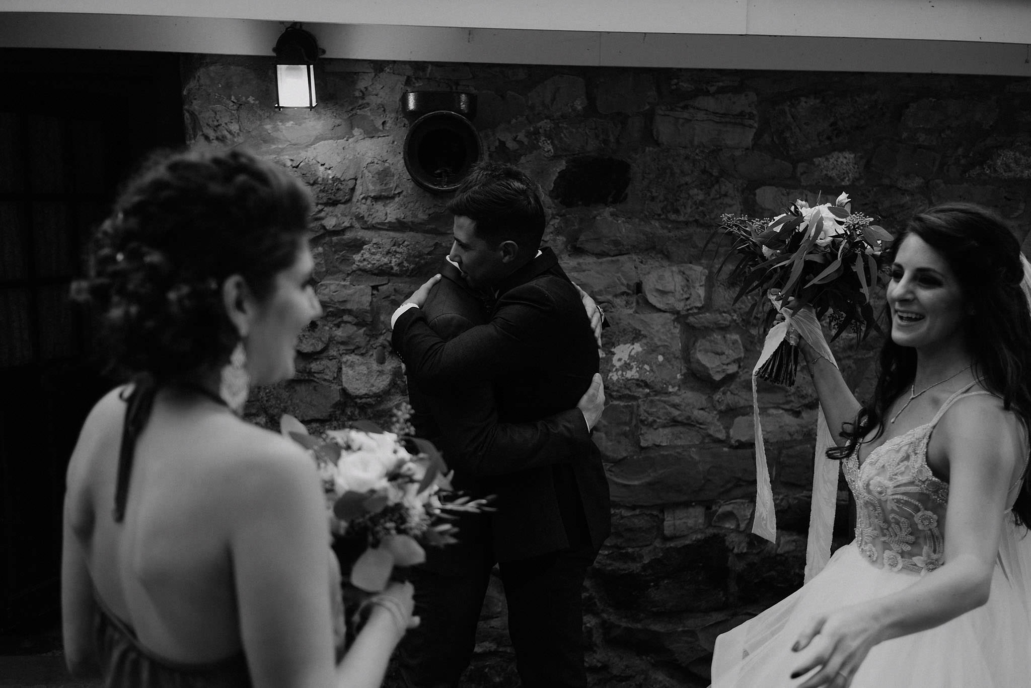 andover new jersey crossed keys estate adventure wedding photographer ceremony bride groom hugging guests